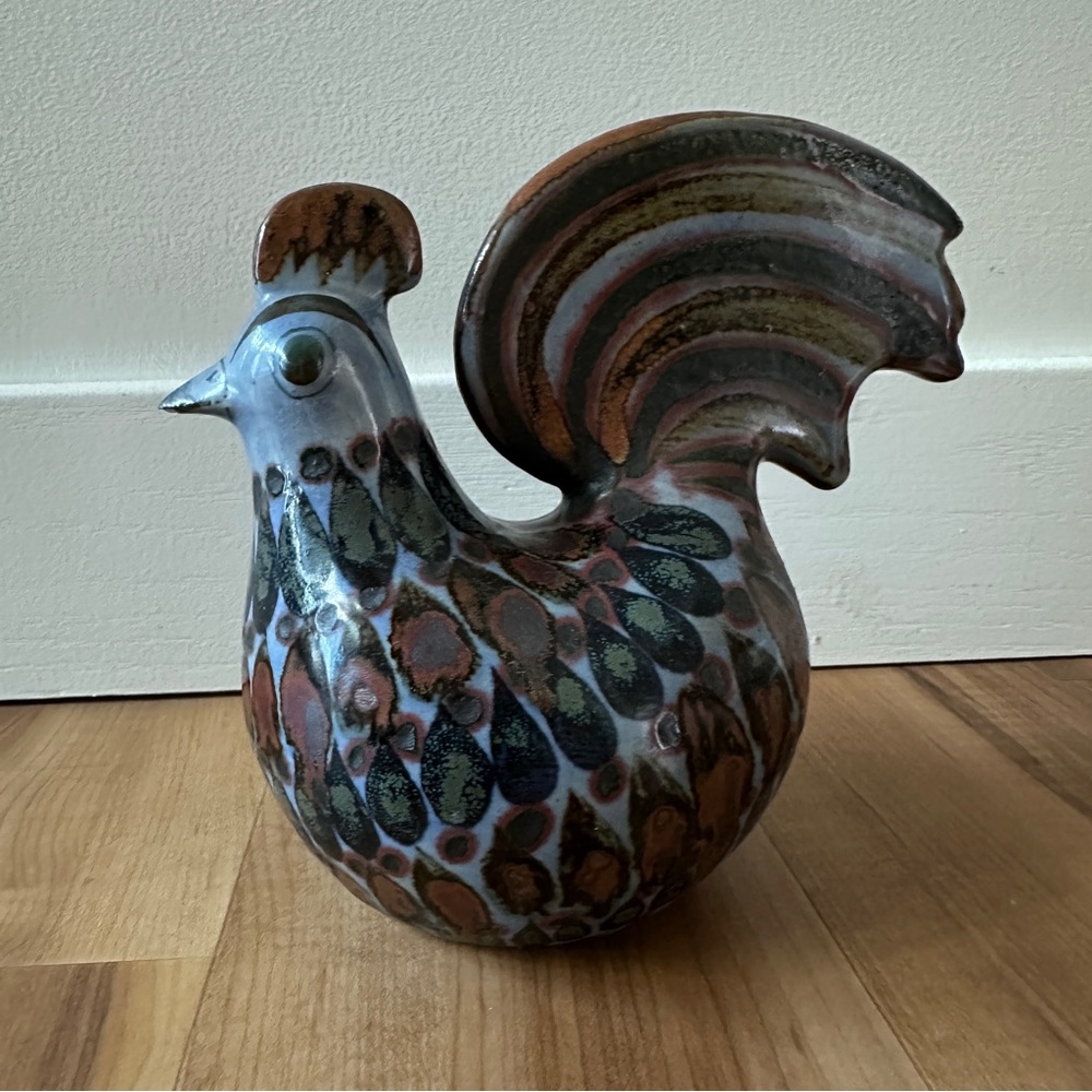 Ken Edwards Rooster Ceramic Tonala Mexico farmhouse multicolor pottery